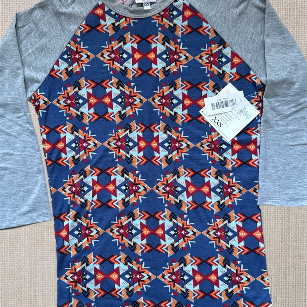 LuLaRoe Geometric Print Raglan Tee